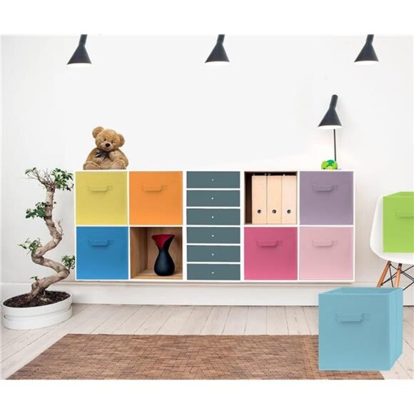 Fabric Storage Bins - 8 Pack - Fun Colored Storage Cubes | 2 Reinforced Handles - Picture 4 of 7